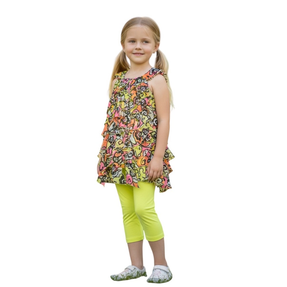 Kate Mack Ruffled Mini Dress with matching Capri Leggings